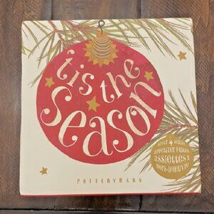 NEW S4 Pottery Barn 'Tis The Season Appetizer Plates | Holiday Snack Plate Set